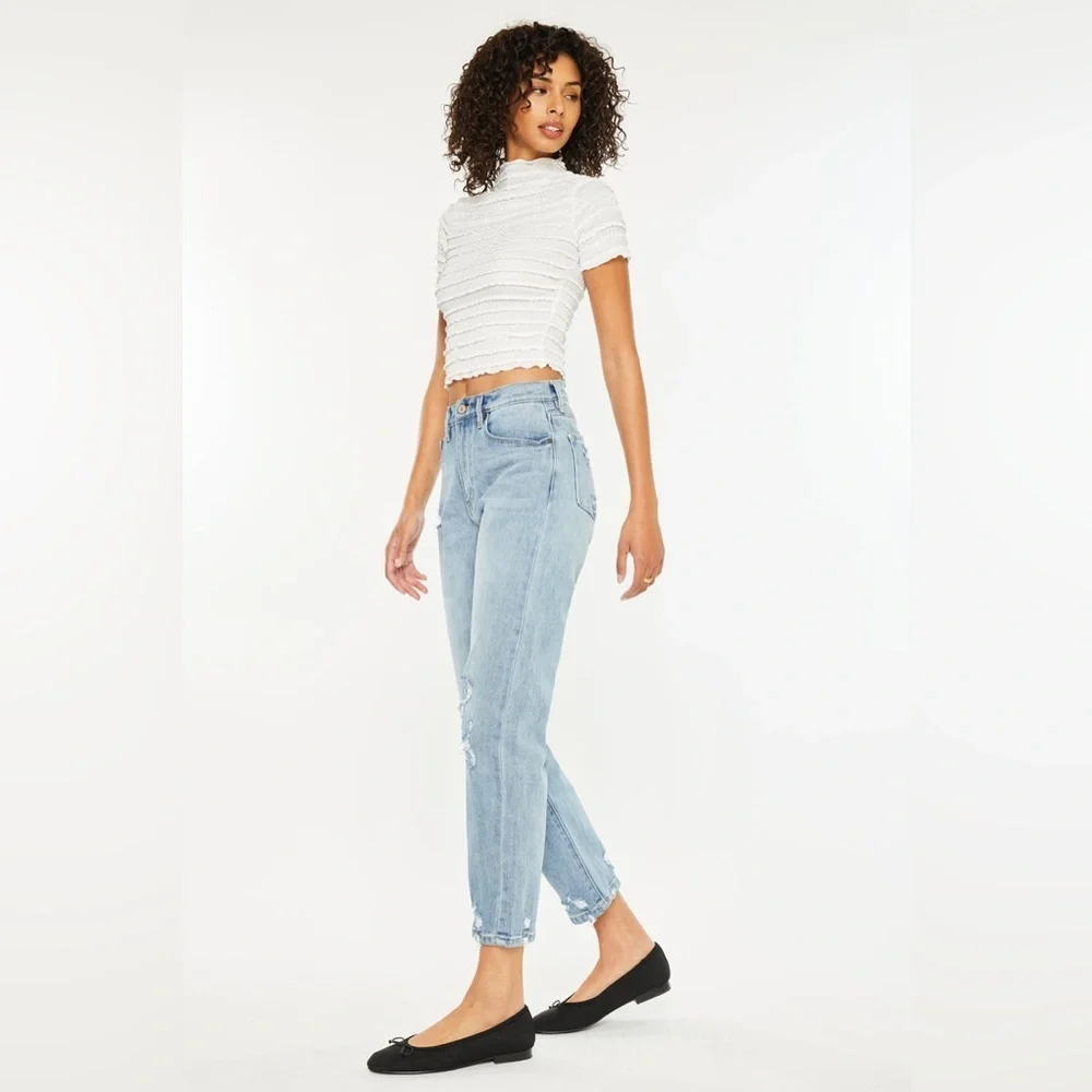 KanCan Missy High Rise Slim Straight Leg Ankle Jeans in Medium Wash, Size 28
